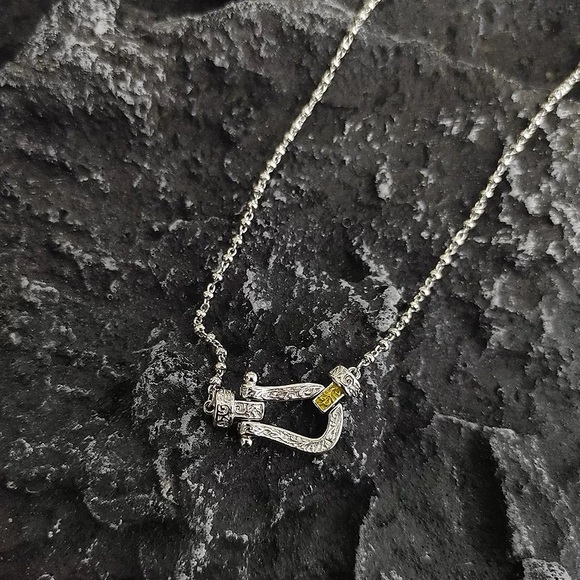 Elegant Silver and Gold Necklace U Shape - Picture 1 of 1